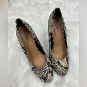 Bamboo snake skin print chunky block heels